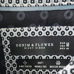 Denim & Flower Men's Shirt 8Way Stretch MoistureWicking WrinkleFree Black& White